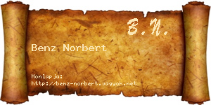Benz Norbert névjegykártya